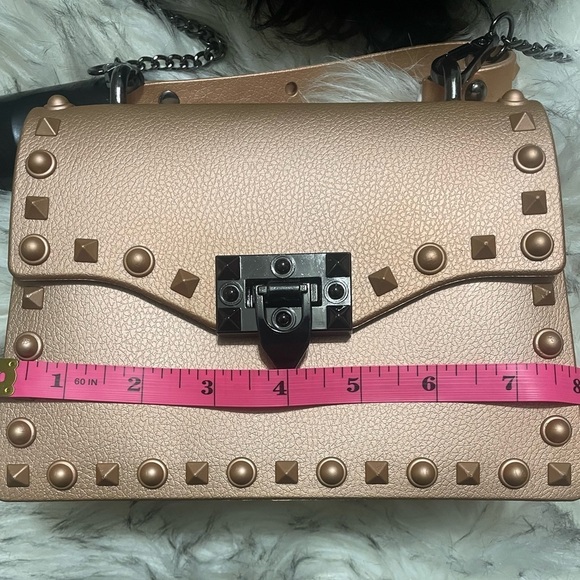 Rose gold studded jelly purse spiked bag top handle crossbody bag rockstud bag - Picture 8 of 12
